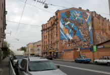 Монументальное граффити в честь 70-й годовщины Победы на Малом проспекте Петроградской стороны, 1б в Санкт-Петербурге скроет высотка, построенная ГК «ПИК».